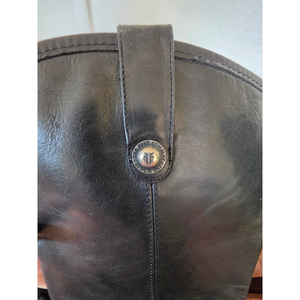 FRYE Melissa 4015 Tall Black Calf Leather Pull On Riding Boots Size 9.5B‎